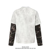 2024 Original American High Street Cut Camouflage Fake Two Long Sleeve T-Shirts Men's and Women's Design Sense Niche Autumn Tops